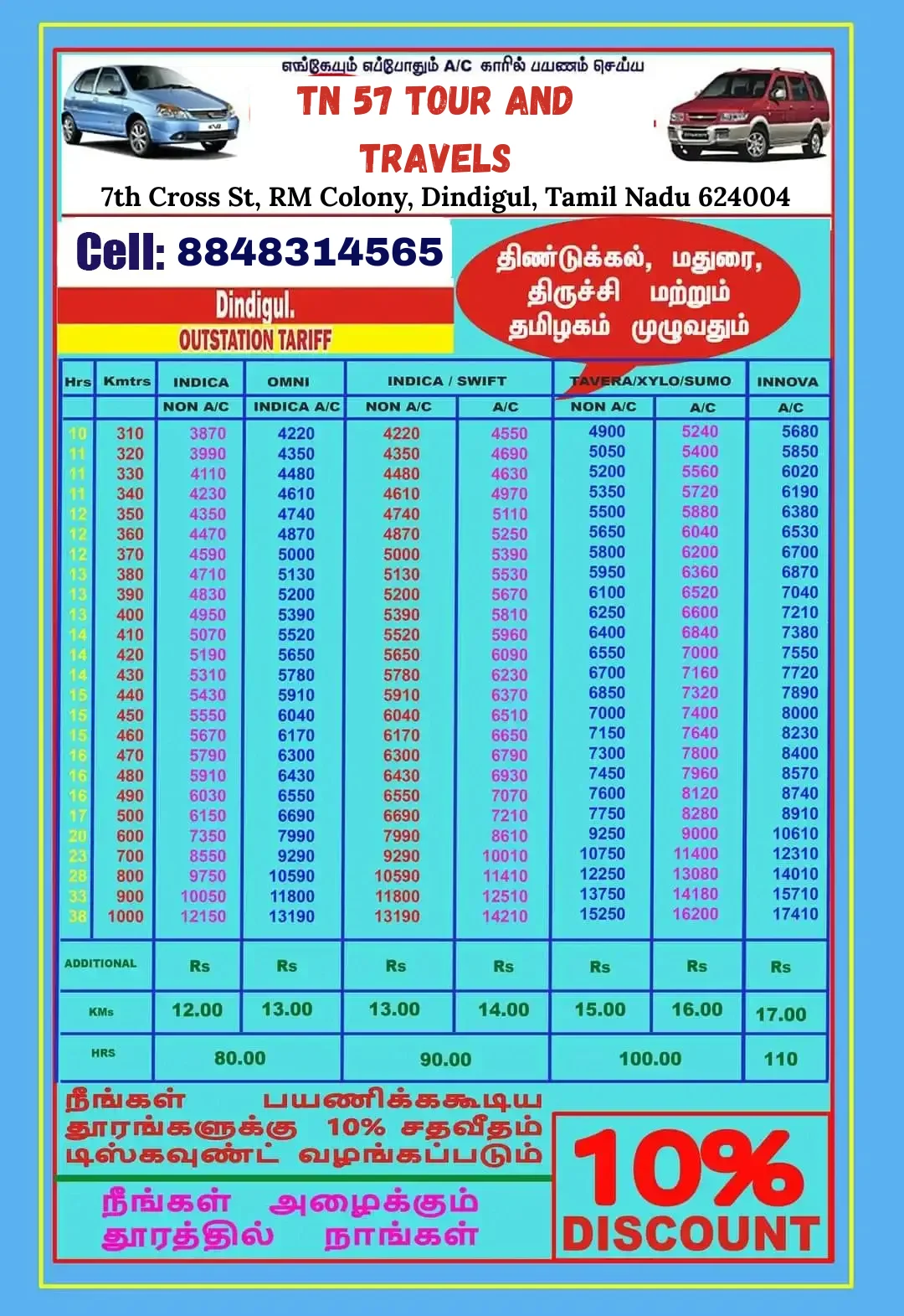 Outstation taxi Dindigul